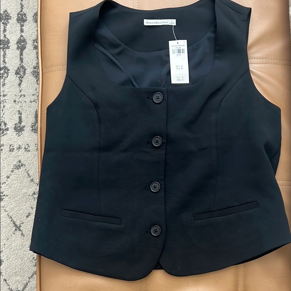 NEW Abercrombie and Fitch Black Button-Up Vest